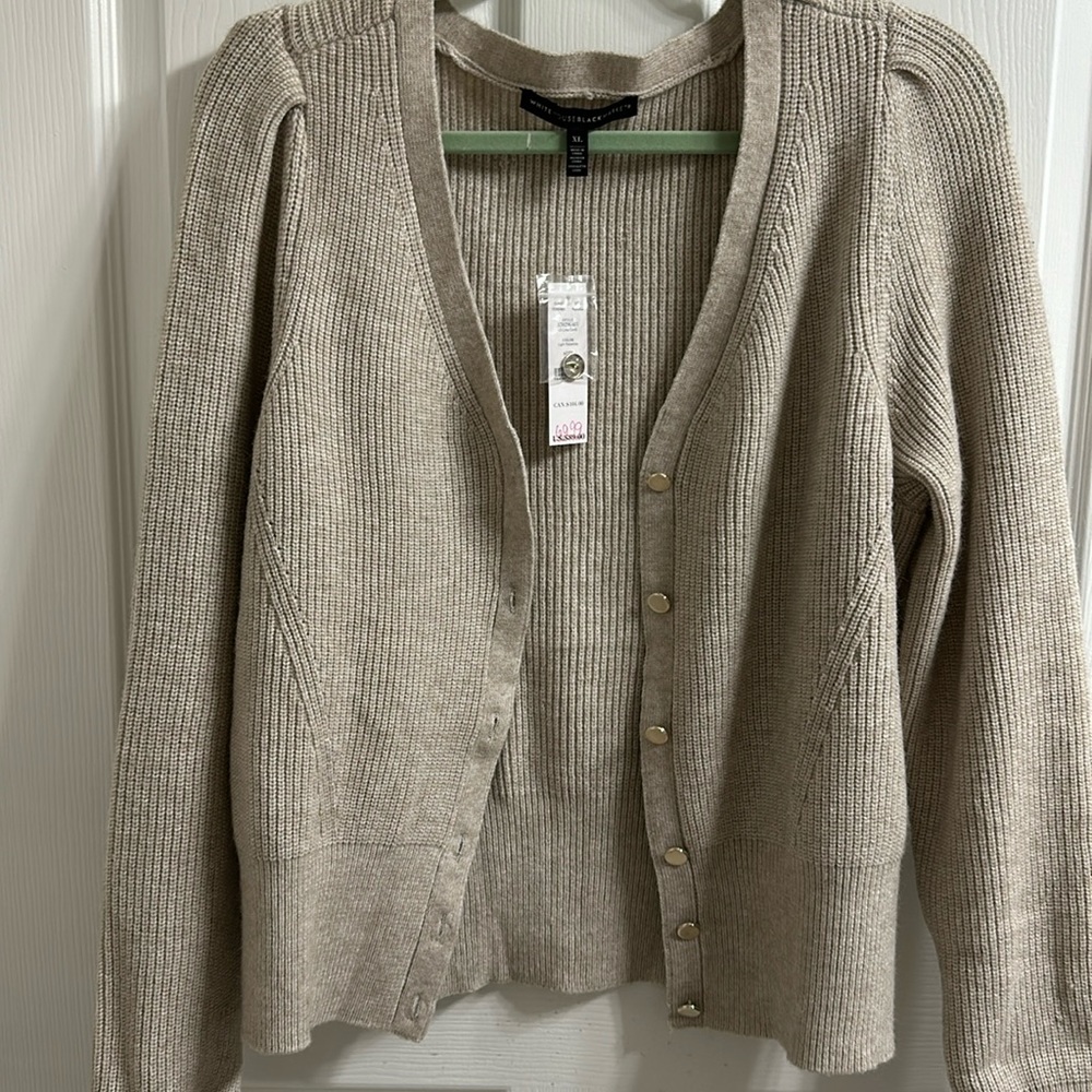 NWT White House Black Market Light Palomino Cropped Cardigan Size XL